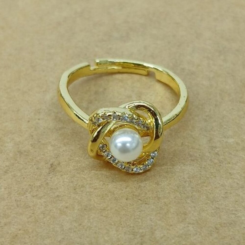 Gold plated women's ring , New with tags , Gold & White